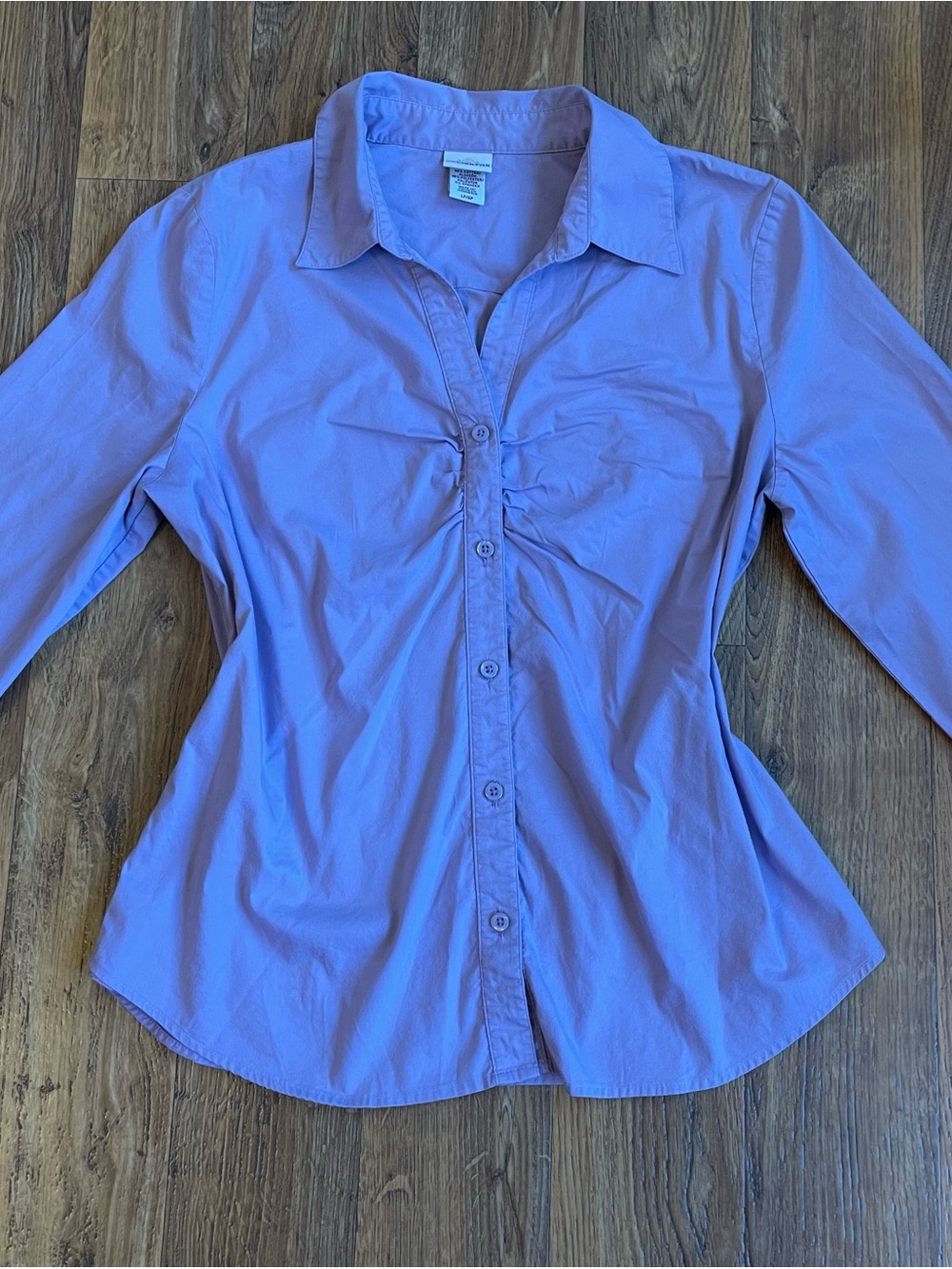 Covington Lavender Long-Sleeve Button Down Shirt with Front Ruching
